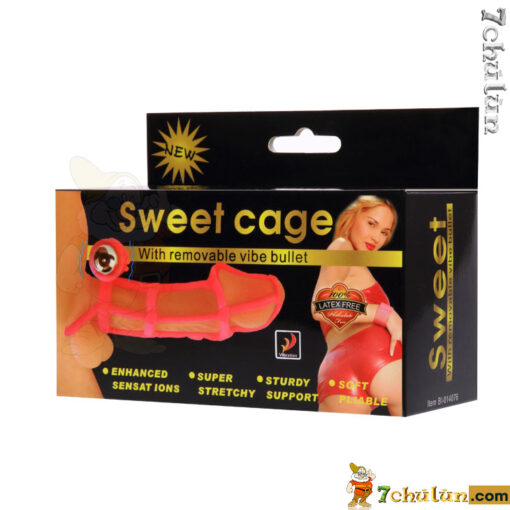 Bao cao su don den luoi rung Sweet Cage thiết kế mới lạ độc đáng có thêm rung làm tăng cảm giác sung sướng