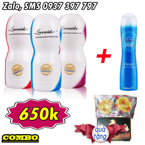 Combo Sextoy Cho Nam Cốc Âm Đạo Loveaider + Gel Durex 100ml